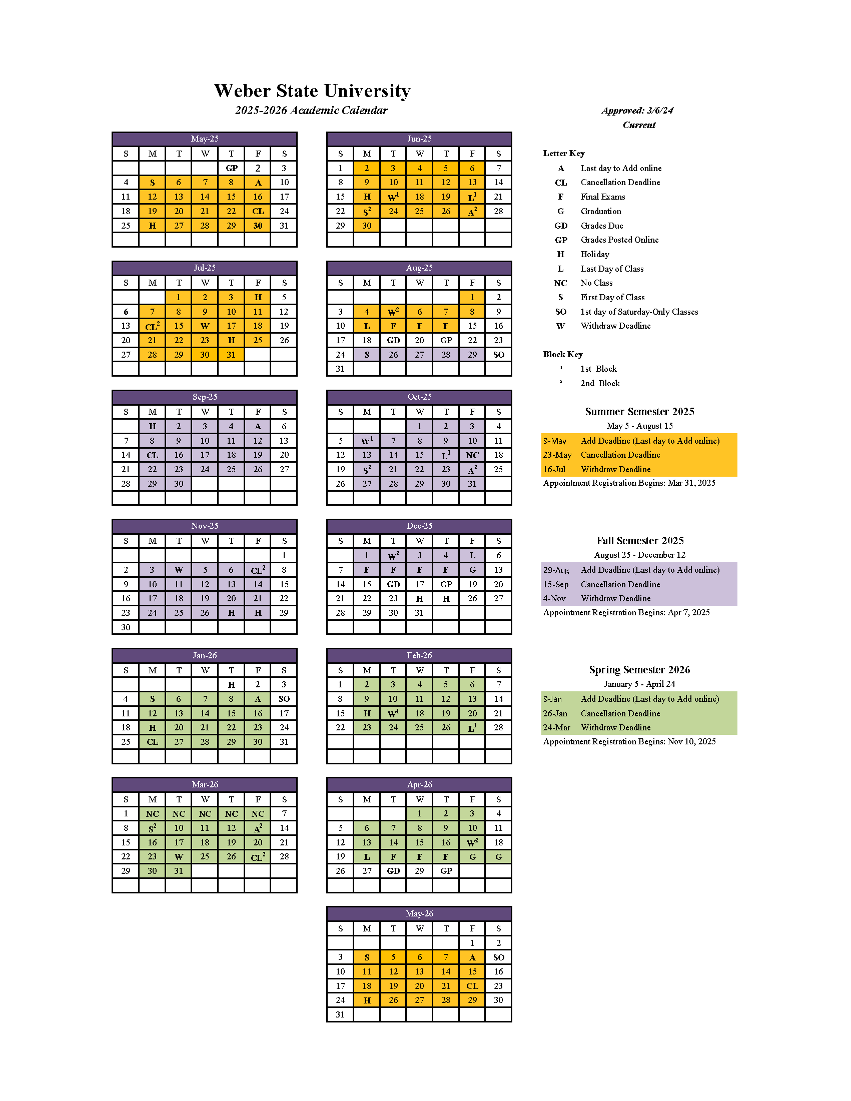 Su Academic Calendar 2025-25